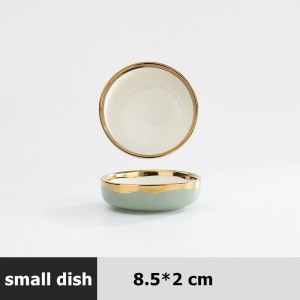 Nordic Style Tableware Golden Rim Plates Soup Sets Dinnerware Ceramic Dinner Noodle Bowl Household Dish European Dinnerware Sets