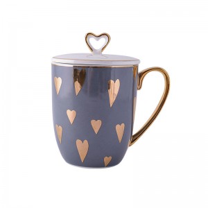 Flypeak New Arrival Wholesale Nordic Porcelain Coffee Mug Gold Handle Ceramic Mug Marble Ceramic Coffee Mug