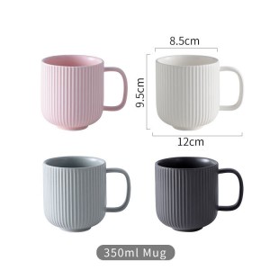 Nordic style striped matte glaze 350ml 12oz elegant coffee mug ceramic for gift