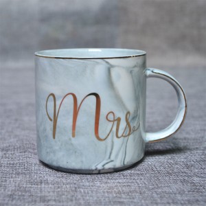 Custom marble cup printed porcelain design ceramic mr mrs wedding marbled coffee couple gift mugs set