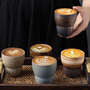 Noua ceașcă de ceramică cu apă de cafea espresso japoneză Cești de ceai Kung Fu din ceramică pentru birou, casă retro de cafea