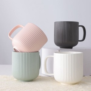 Nordic style striped matte glaze 350ml 12oz elegant coffee mug ceramic for gift