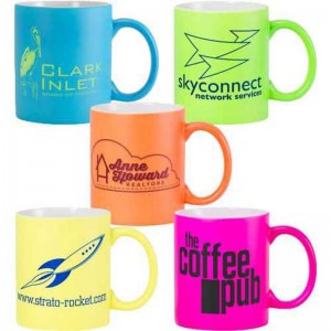 11 oz 330 ml en céramique brillante mate promotionnelle brillante tasse au néon de couleur fluorescente