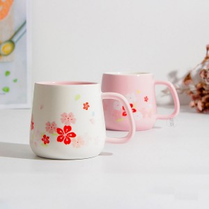 Sakura chá leite copo caneca de porcelana logotipo personalizado canecas de cerâmica artesanais café