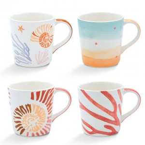 Sea Life Collection Good Quality Ceramic Mug 14 Oz. for Every Use with Nice Hand Painted Design Stoneware