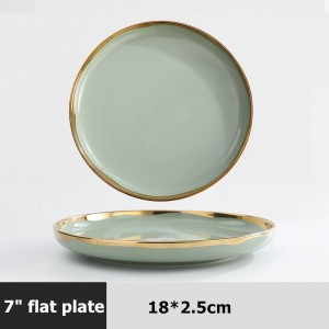 Utensílios de mesa estilo nórdico Pratos com aro dourado Conjuntos de sopa Louça de jantar de cerâmica Tigela de macarrão Prato doméstico Conjuntos de louça europeus