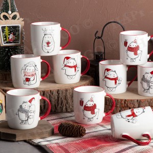 Prise en charge de la personnalisation de jolies tasses en céramique à motif d'ours de Noël avec différentes formes et capacités de tasse