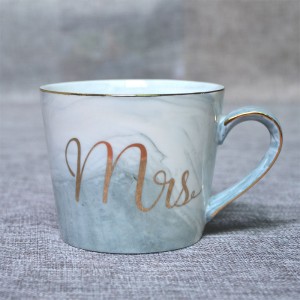 Benutzerdefinierte Marmortasse, bedrucktes Porzellan-Design, Keramik, Mr. Mrs, Hochzeit, marmoriertes Kaffeepaar, Geschenktassen-Set