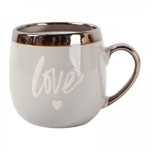 Metal rim porcelain cup promotional Valentine’s day custom different specifications and colors ceramic cup