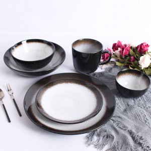 Assiette personnelle pour restaurants vaisselle en porcelaine glaçure récative décorative ensembles de vaisselle ensemble de dîner en grès de luxe