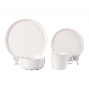 Stoneware Dinner Sets Dinnerware Plain White 4pcs Ceramics Plates Sets Dinnerware