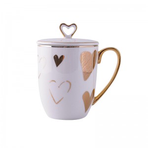 Flypeak New Arrival Wholesale Nordic Porcelain Coffee Mug Gold Handle Ceramic Mug Marble Ceramic Coffee Mug