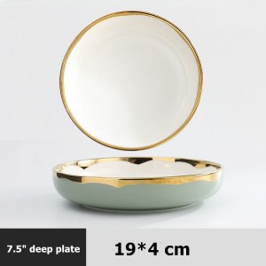 Nordic Stil Geschirr Golden Rim Platten Suppe Sets Geschirr Keramik Abendessen Nudel Schüssel Haushalt Gericht Europäischen Geschirr Sets