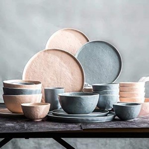 Mórdhíol lógó saincheaptha Neamhlonrach speckle dinnerware stíl Nordach Leagann earraí boird ceirmeacha sraith dinnéar sraith poircealláin