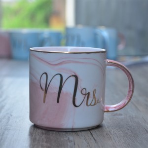 Custom marble cup printed porcelain design ceramic mr mrs wedding marbled coffee couple gift mugs set