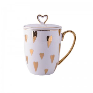 Flypeak New Arrival Wholesale Nordic Porcelain Coffee Mug Gold Handle Ceramic Mug Marble Ceramic Coffee Mug