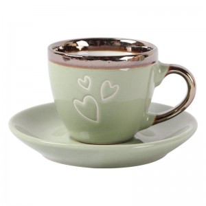 Taza de porcelana con borde de metal promocional para el día de San Valentín, tazas de cerámica personalizadas con diferentes especificaciones y colores