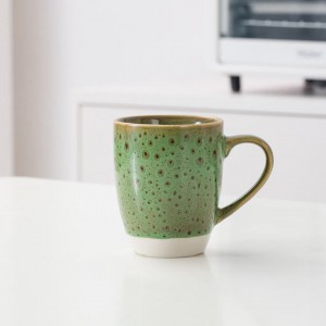 fabricante da china canecas de café personalizadas retrô estilo vintage grés verde reativo