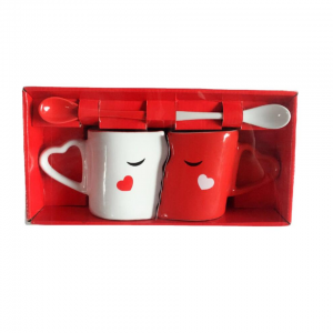 Lot de 2 tasses à café créatives doubles deux grandes tasses et cuillères pour couples tasse en céramique tasse à thé lait eau