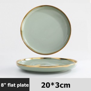 Nordic Style Tableware Golden Rim Plates Soup Sets Dinnerware Ceramic Dinner Noodle Bowl Household Dish European Dinnerware Sets