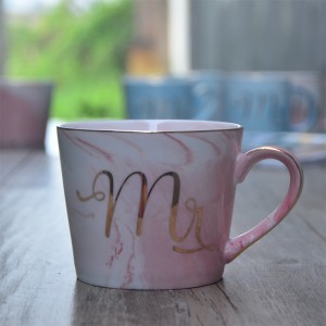 Aangepaste marmeren beker bedrukt porselein design keramische mr mrs bruiloft gemarmerde koffie paar cadeau mokken set