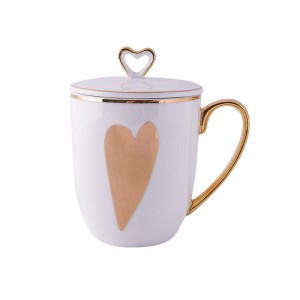 Flypeak New Arrival Wholesale Nordic Porcelain Coffee Mug Gold Handle Ceramic Mug Marble Ceramic Coffee Mug