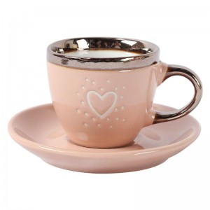 Taza de porcelana con borde de metal promocional para el día de San Valentín, tazas de cerámica personalizadas con diferentes especificaciones y colores