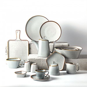 Servies Servies Vajjila Geschirr Servies Teller Set Beige Grijs Nordic Gespikkelde Stijl Luxe Porselein Diner Set