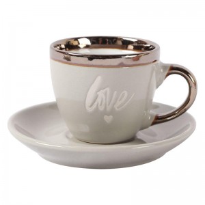 Metal rim porcelain cup promotional Valentine’s day custom different specifications and colors ceramic cup