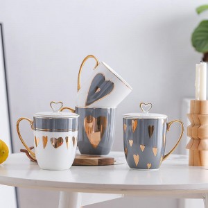 Flypeak Neue Ankunft Großhandel Nordic Porzellan Kaffeetasse Gold Griff Keramik Tasse Marmor Keramik Kaffeetasse