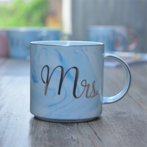 Aangepaste marmeren beker bedrukt porselein design keramische mr mrs bruiloft gemarmerde koffie paar cadeau mokken set