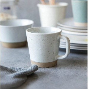 Artículos para el hogar diseñador a granel estilo europeo de alta calidad taza moteada personalizada tazas de café de té de gres con base cruda tazas de café espresso de gres