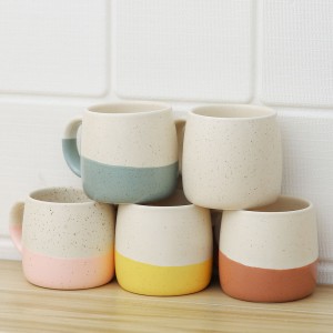 Taza de café de cerámica estilo Ins de gran oferta, taza de gres con esmalte de sésamo moteado de Color personalizado, tazas de porcelana fina