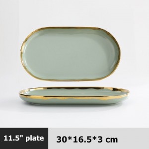 Utensílios de mesa estilo nórdico Pratos com aro dourado Conjuntos de sopa Louça de jantar de cerâmica Tigela de macarrão Prato doméstico Conjuntos de louça europeus