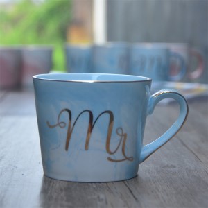 Custom marble cup printed porcelain design ceramic mr mrs wedding marbled coffee couple gift mugs set