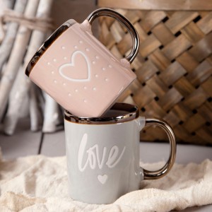 Cană din porțelan cu margine metalică promoțională Valentine's day personalizat diferite specificații și culori ceașcă ceramică