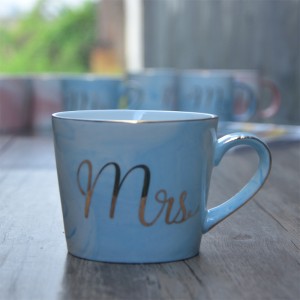 Brugerdefineret marmor kop trykt porcelæn design keramik mr mrs bryllup marmoreret kaffe par gave krus sæt