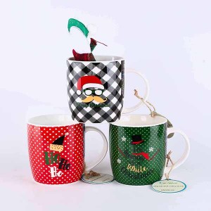 Mug en céramique cadeau de Noël avec poche en coton pour fourchette et couteau