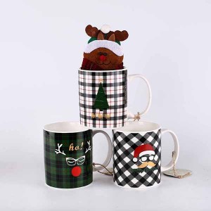 Christmas gift ceramic mug with cotton fork & knife pocket