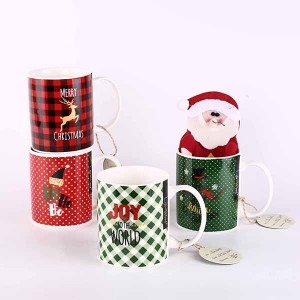 Christmas gift ceramic mug with cotton fork & knife pocket