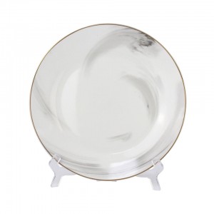 Set de cină din ceramică din marmură Veselă 16 buc. Set de cină de lux New Bone China cu margine aurie