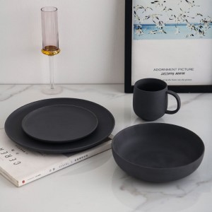 Set di stoviglie in ceramica per la cena in ceramica nera opaca di lusso di Natale moderno per ristorante