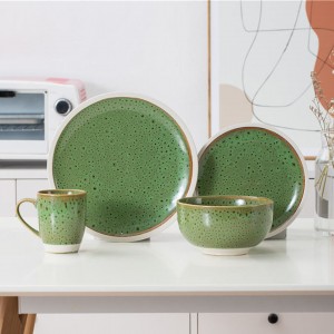 fabricante da china canecas de café personalizadas retrô estilo vintage grés verde reativo