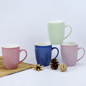 Chinese manufacturer Nordic style new bone china reactive glaze drum embossed ceramic coffee mug