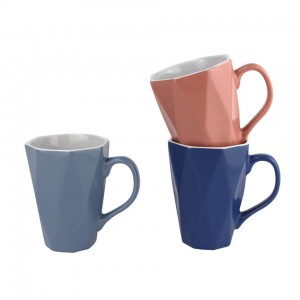 Color Glazed Ceramic Mugs Set Coffee Cup Diamond Nordic Ceramic Mugs for Coffee