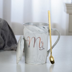 Tasse en marbre personnalisée en porcelaine imprimée design céramique m. mme mariage marbré café couple ensemble de tasses cadeaux