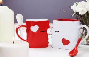 Set de 2 cesti de cafea creative duble doua cesti mari si linguri pentru cupluri cana din ceramica cu lapte apa ceai