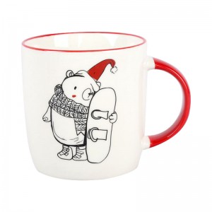 Support customizing cute Christmas bear pattern ceramic cups with different cup shapes and capacities