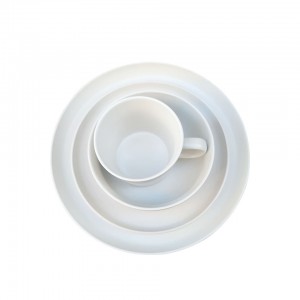 Socraíonn Dinnéar Stoneware Dinnerware Plain White 4pcs Ceirmeacht Plátaí Sets Dinnerware