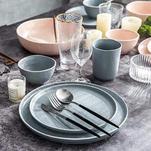 Set di stoviglie in stile nordico opaco con logo personalizzato all'ingrosso set di stoviglie in ceramica set da tavola in porcellana